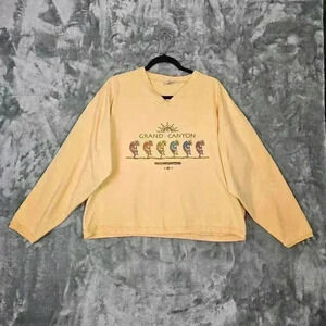 Vtg 90s Sweatshirt Unisex XL Yellow Grand Canyon Kokopelli graphic boxy cozy